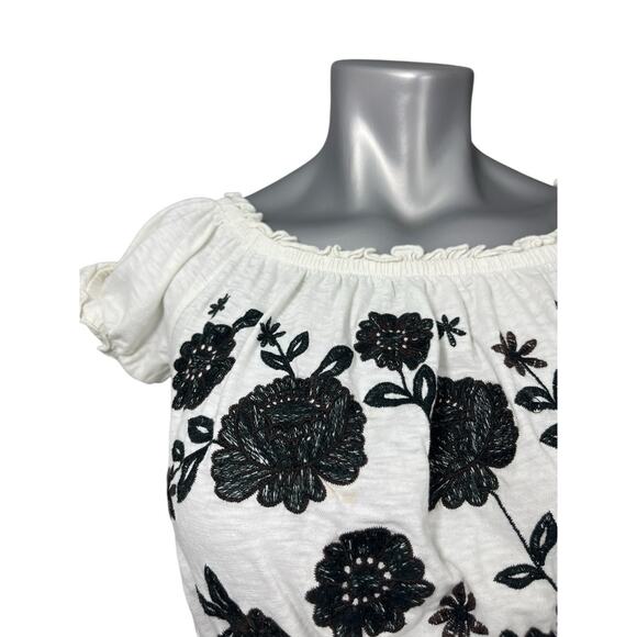 American Eagle Top Women's Black White XS Babydoll Crop Embroidered Y2K - Picture 5 of 9